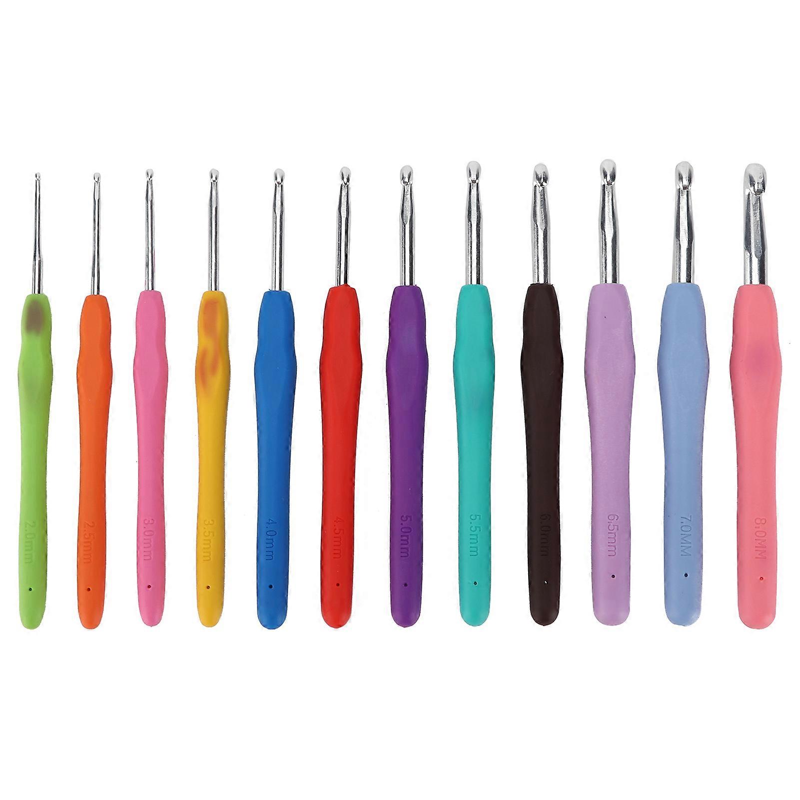 12pcs Crochet Hooks Needles Soft Rubber Handle Different Sizes Knitting Needles Set For Beginners Experienced