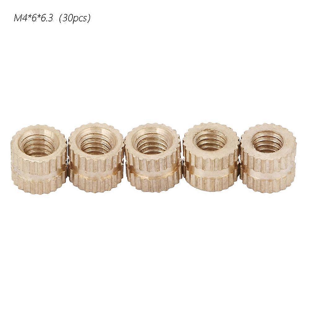 M4 Brass Cylinder Knurled Round Molded in Insert Embedded Nuts (M4*6*6.3; 30pcs)