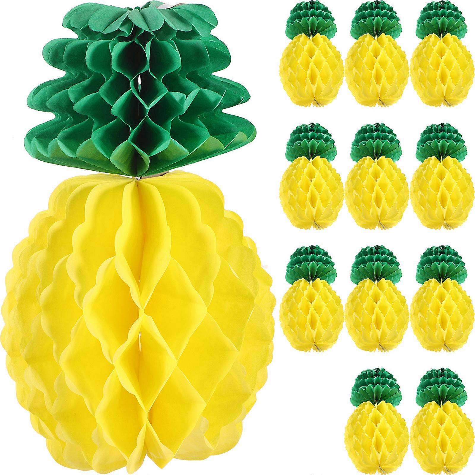 12pcs Decorative Pineapple Honeycomb Ball Creative Paper Pineapple Decoration Pendants