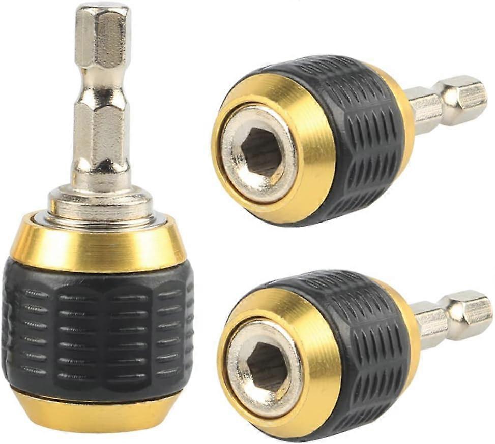 nice 3Pcs 1/4" Hex Shank Universal Retractable Drill Chuck Adapter Drill Bit Holder Quick Change Coupling Connector Accessories for Drill