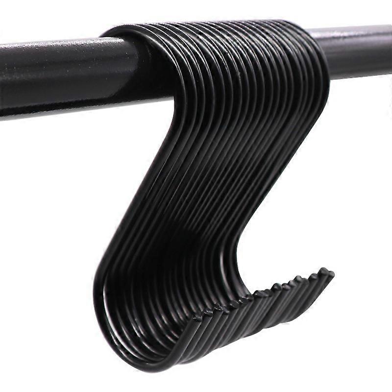 Set of 10 S-type hooks (black) Stainless Steel S-type Hooks Metal hooks Kitchen Bathroom Bedroom