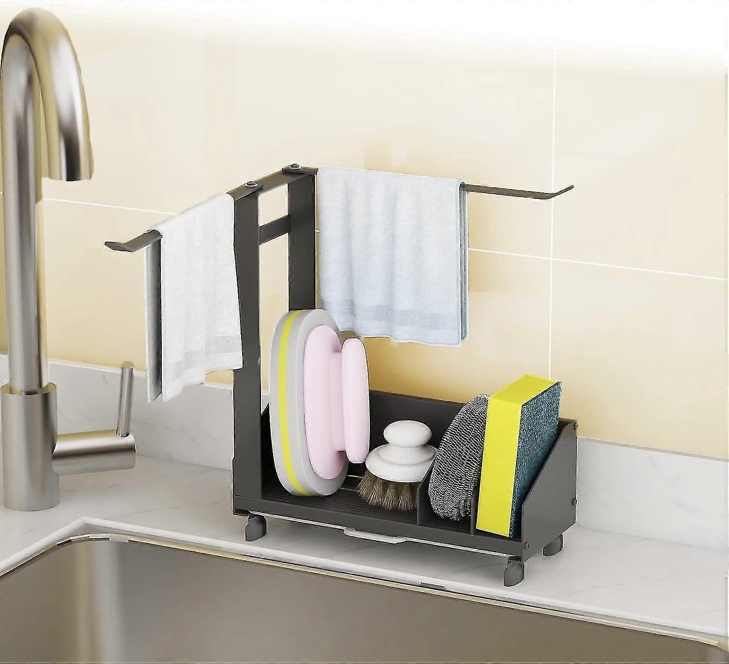 Kitchen Sink Storage Box, Rag Holder Stainless Steel 360 Rotatable