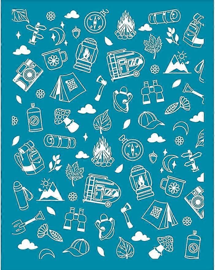 4x5 Inch Camping Theme Clay Stencils Travel Theme Silk Screen for Polymer Clay Tent Telescope Silk Screen Stencils