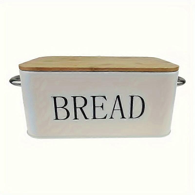 Bread Box, Leak Proof And Reusable Bread Box With White Wooden Lid And Handle, Multifunctional Durable Food Sealed Box, For Home Kitchen And Bakery, K