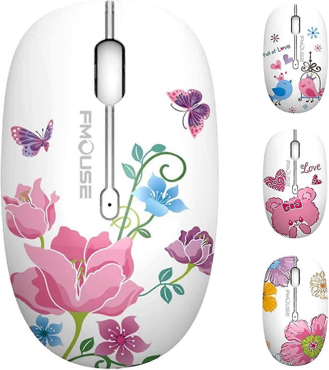 M101 Wireless Mouse Cute Silent Computer Mice With Usb Receiver, 2.4g Optical Wireless Travel Mouse 1600 Dpi Compatible With Laptop, Notebook, Pc, Com