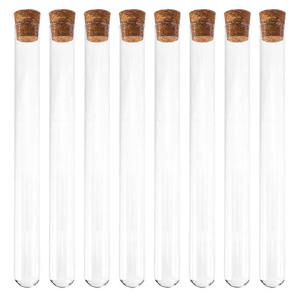 8Pcs Glass Test Tubes Liquid Storage Containers Round Bottom Tubes with Stoppers