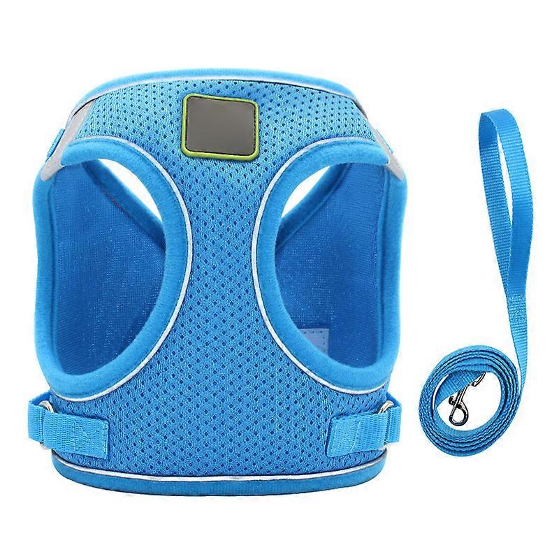 Pet Harness and Leash Soft Breathable Adjustable Reflective Cat Walking Jackets for Dogs M Sky Blue M