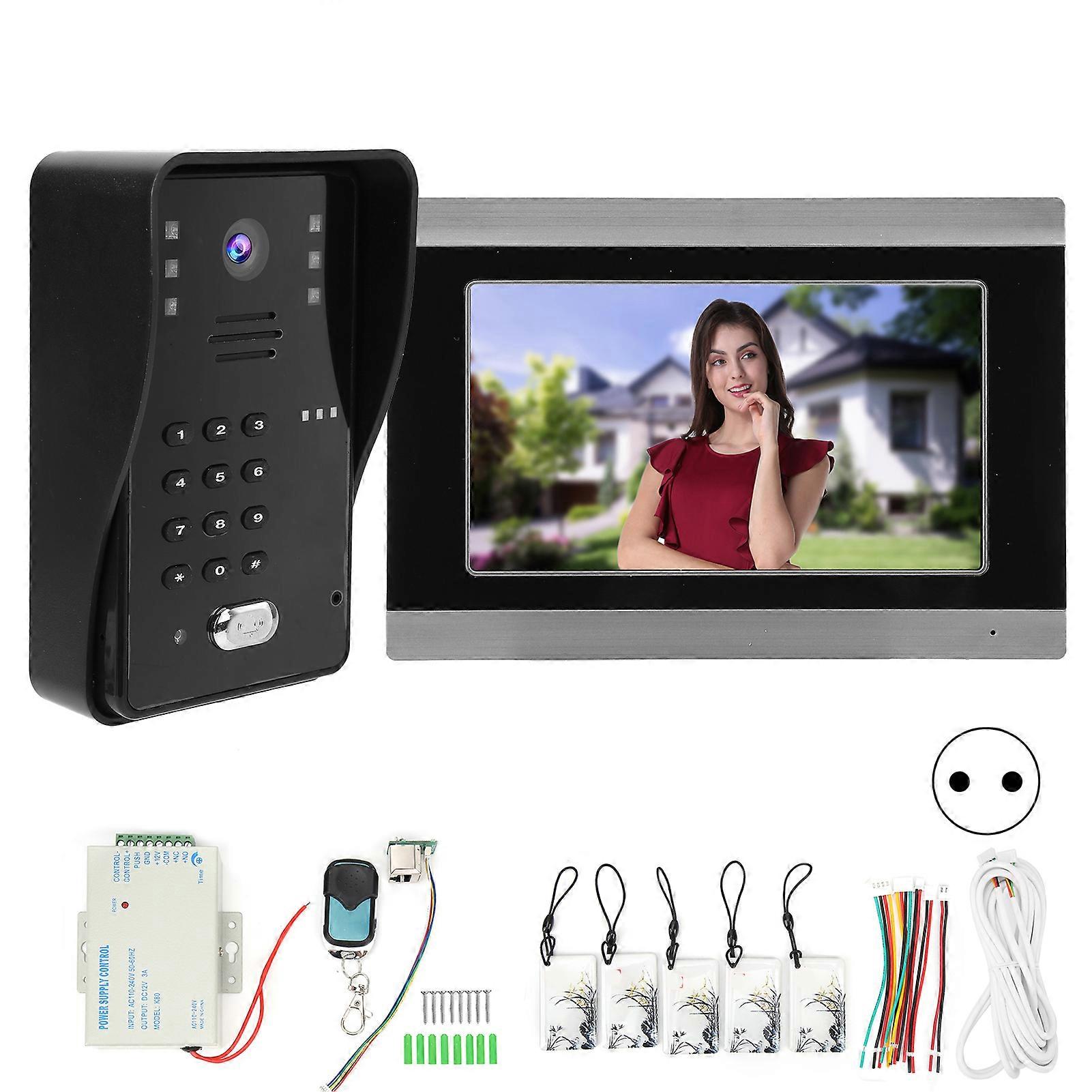 7 pollici Wifi Videocitofono Visione Notturna Cablata App Telecomando Con Controllo Accessi Porta Ic Per Tuya 100240veu Spina