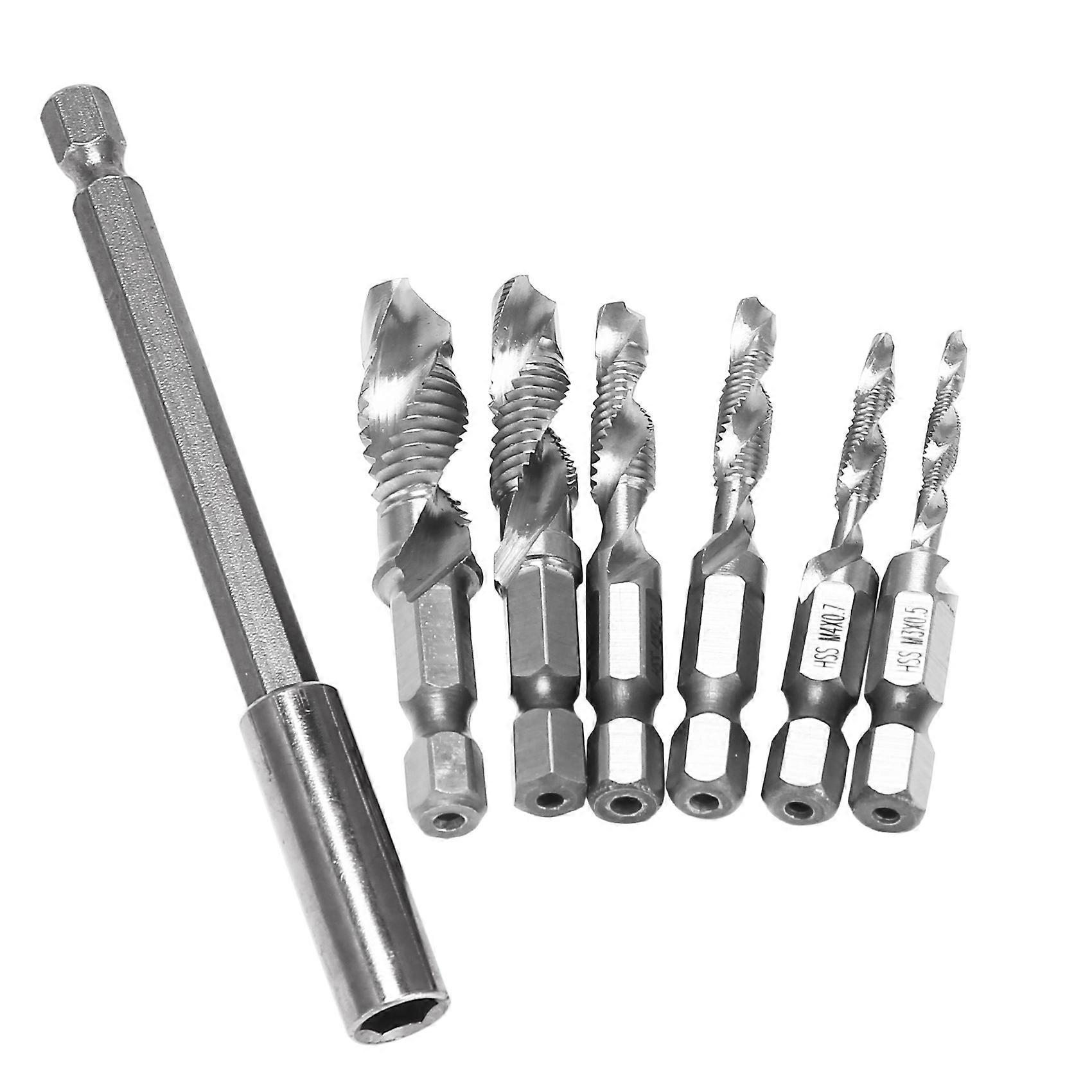 4341 Hexagon Shank M3-M10 Hexagon Shank Thread Metric Tap Drilling Screw Machine Compound Drill Bit-Silver