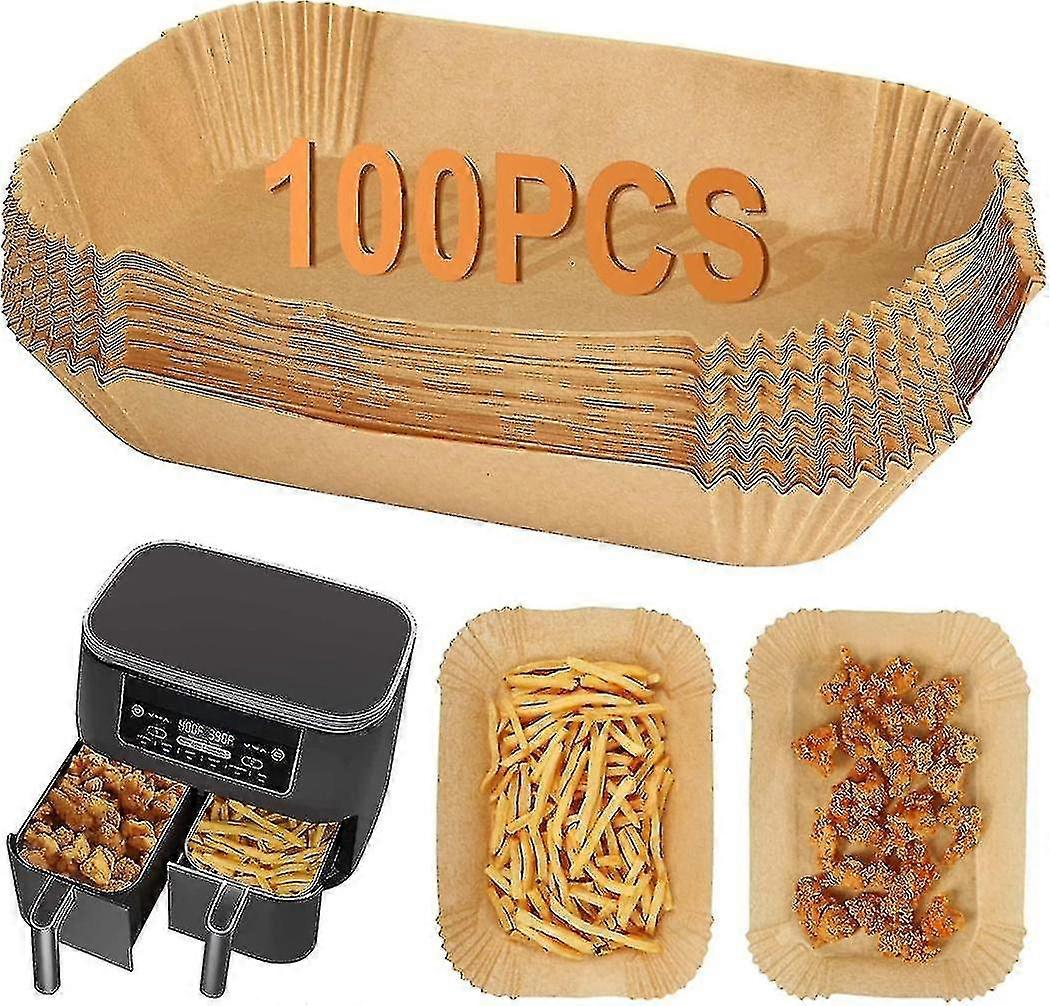 100 pezzi di rivestimenti per friggitrice ad aria per Ninja Dual, accessori per friggitrice ad aria Af300uk Af400uk, rivestimento quadrato in carta...