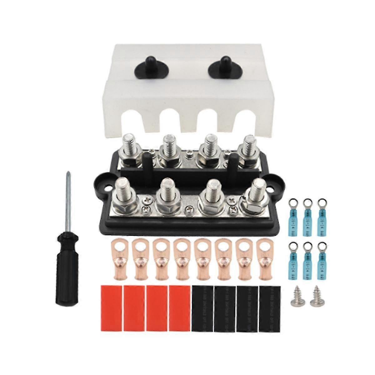 M8 Busbar Box Board Double Rangée 4 Terminales Circuit Courant Busbar Cable Box pour RV Yacht Car avec distribution d’énergie améliorée