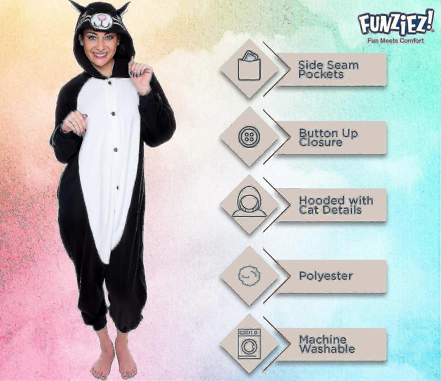 Funziez! Adult Onesie Halloween Costume Animal Dinosaur Shark Unisex Plush One Piece Cosplay Suit for Adults, Men and Women, Pig, Medium price in Saudi Arabia | Amazon Saudi Arabia