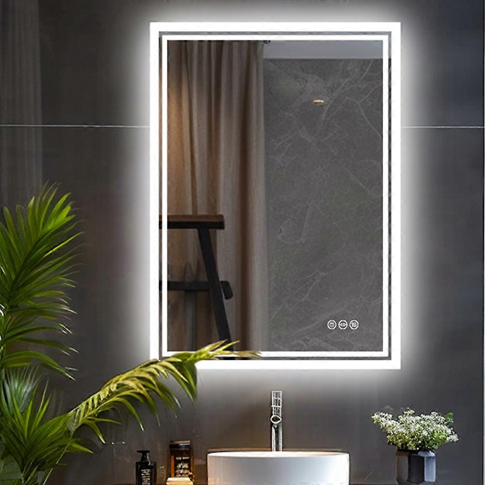 Grand miroir de salle de bain à LED, éclairage mural, antibuée, miroir de maquillage