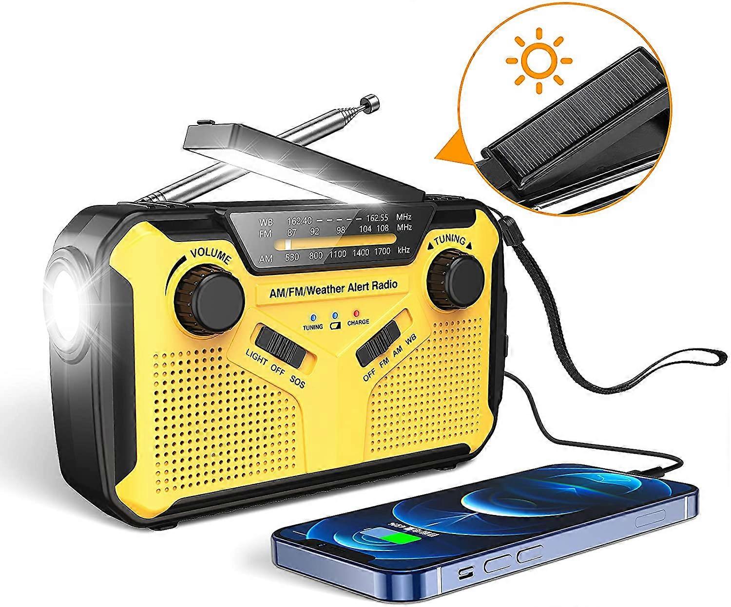 Emergency Hand Crank Radio,Portable Solar, AM/FM NOAA Weather Radio with LED Flashlight