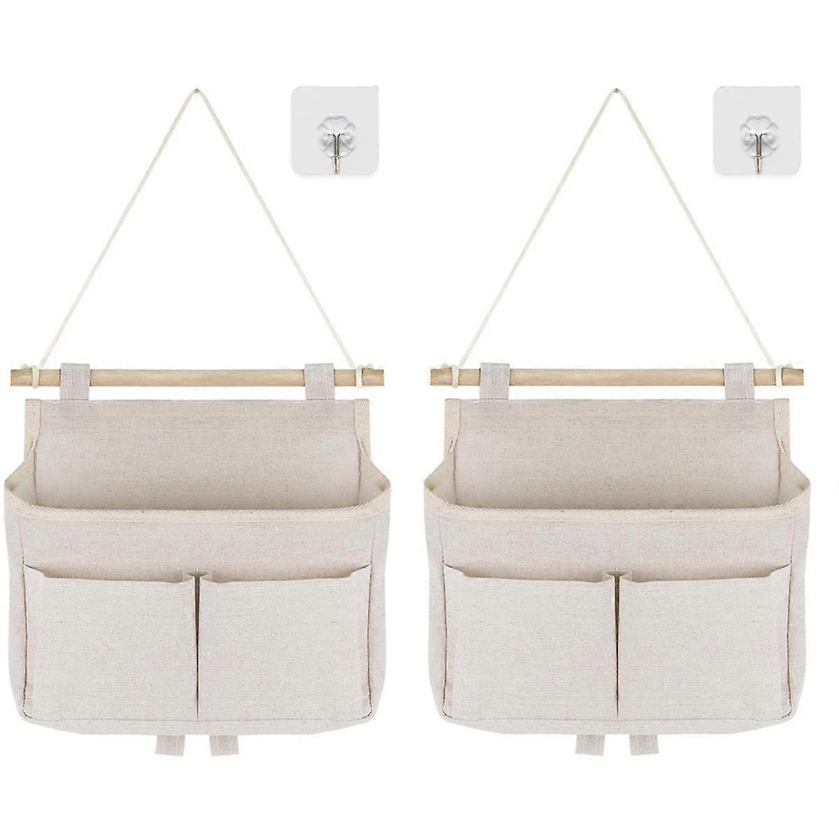 Pack of 2 Hanging Storage Bags, High Capacity Assembly, 3 Compartments with Sticky Hooks, Hanging O