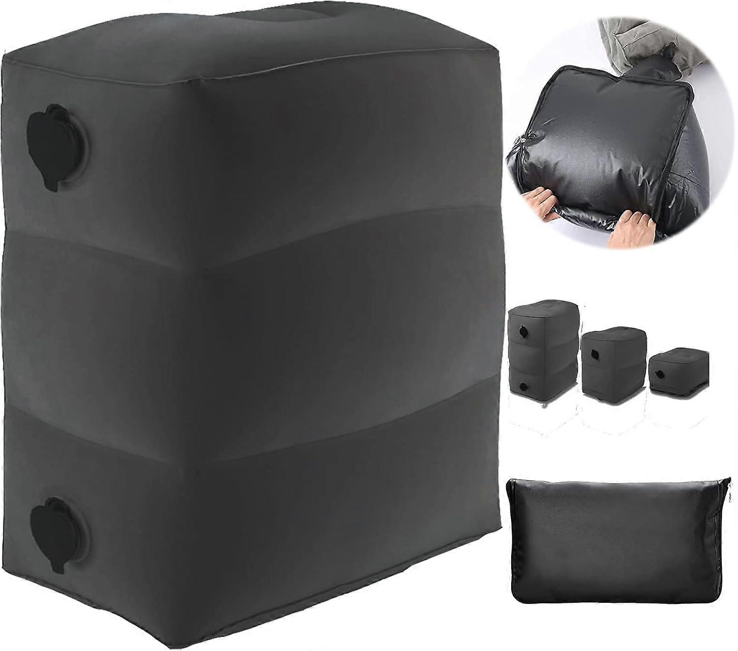 Travel Inflatable Footrest, Adjustable Three-Layer Height Footrest, Suitable For Airplanes, Cars, Homes, Trains, Offices, Car Footrest With Inflatable