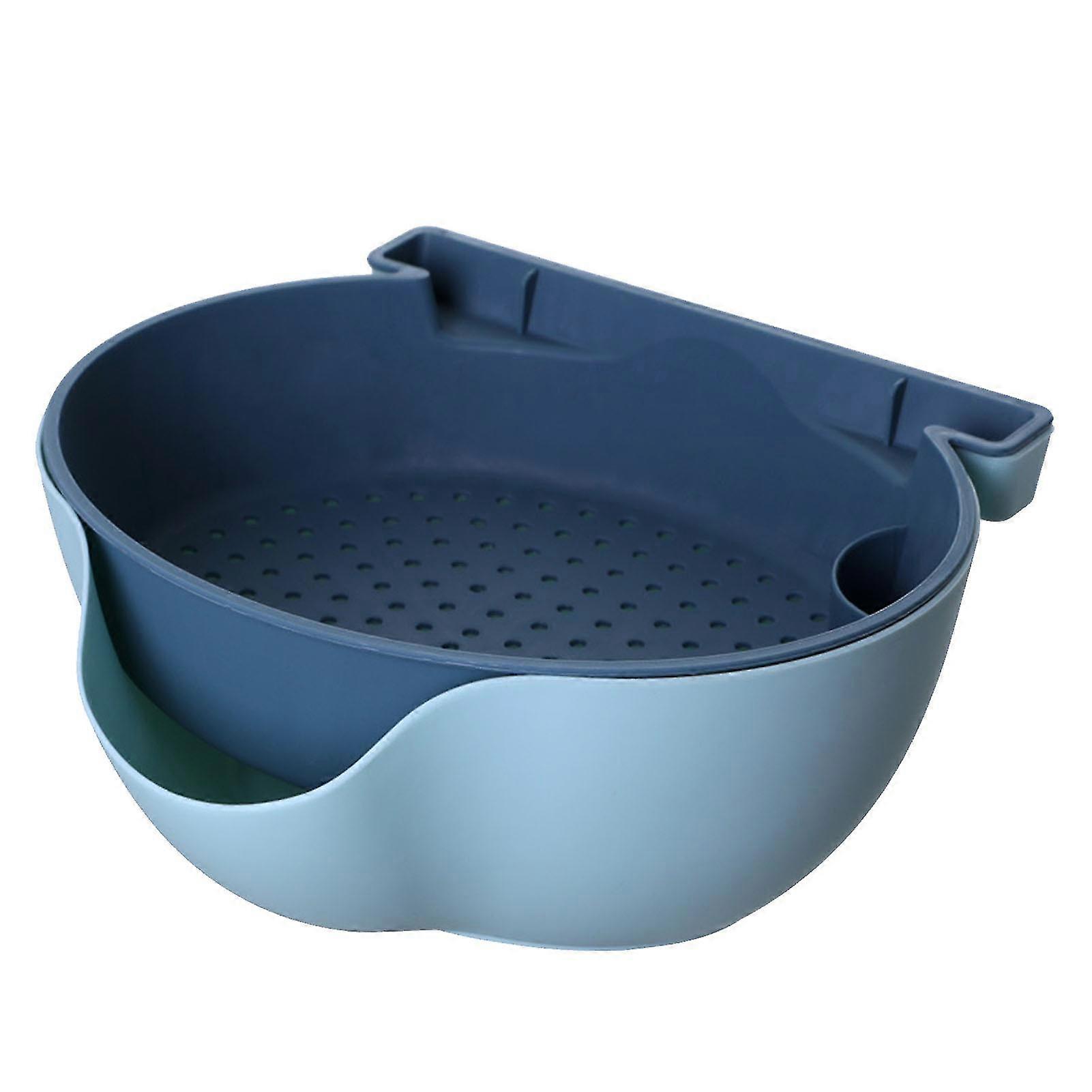 Strainer Bowl 2 Layer Fruit Colander Basket Plastic With Phone Bracket For Kitchen Food