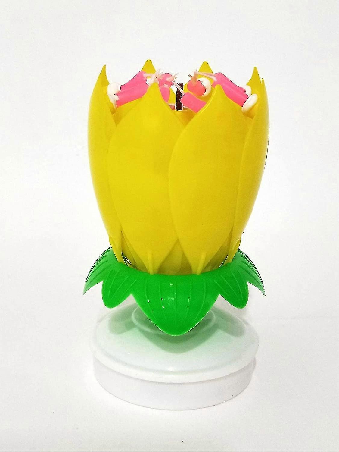 Lotus Musical Candle Blossom, Birthday Cake Candle, Electronic Lotus Candle (yellow (1pc