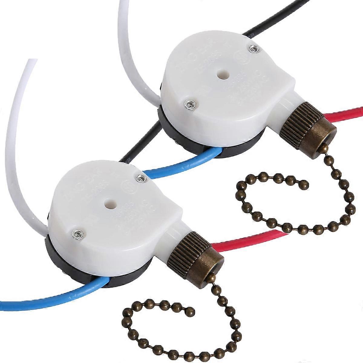 2 PCS Fan Light Switch ZE-208S 3 Speed 4 Wire Ceiling Fan Switch Replacement Part Speed ControlPull