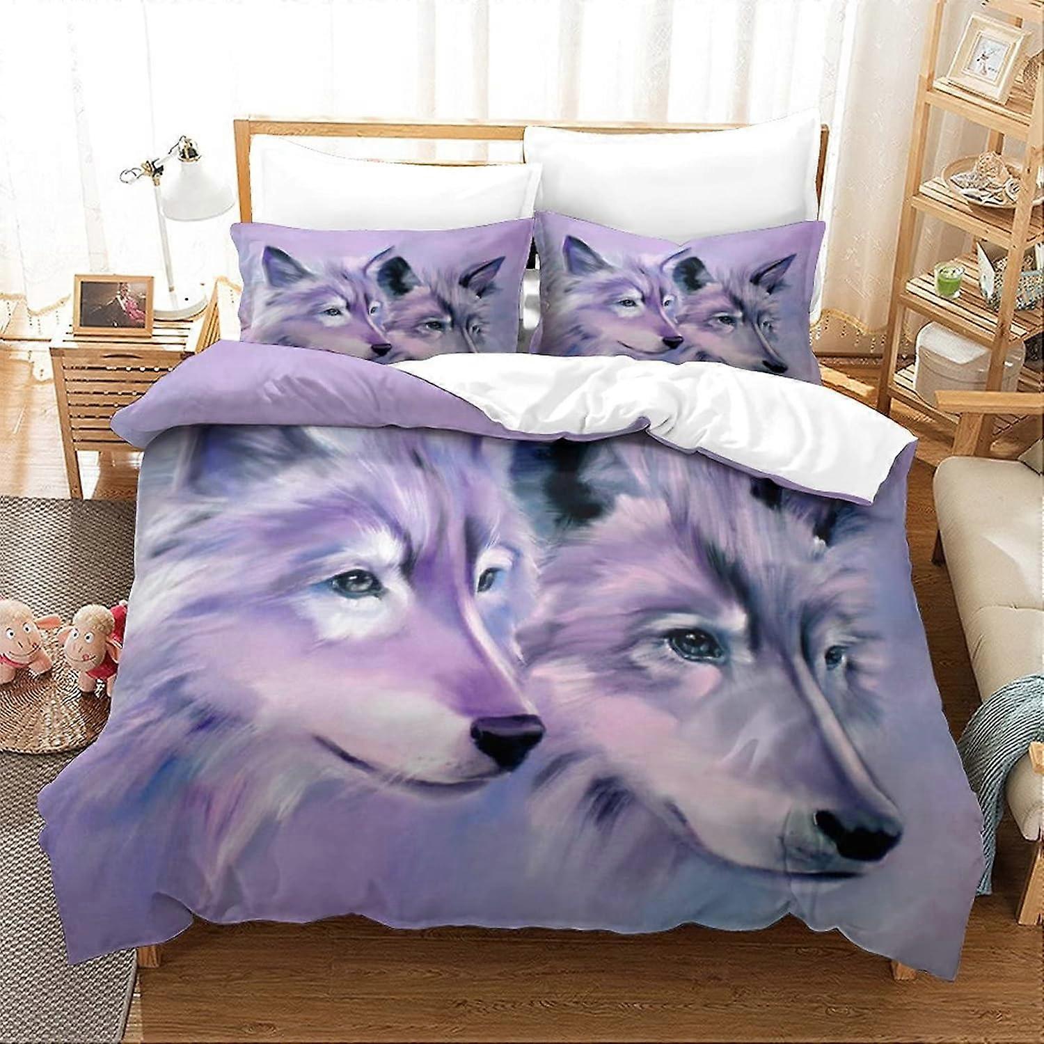Microfiber Bedding Set with Art Fox Duvet Cover, Quilt Cover and Pillowcase, with Zipper Closure, Single Piece Set for Home