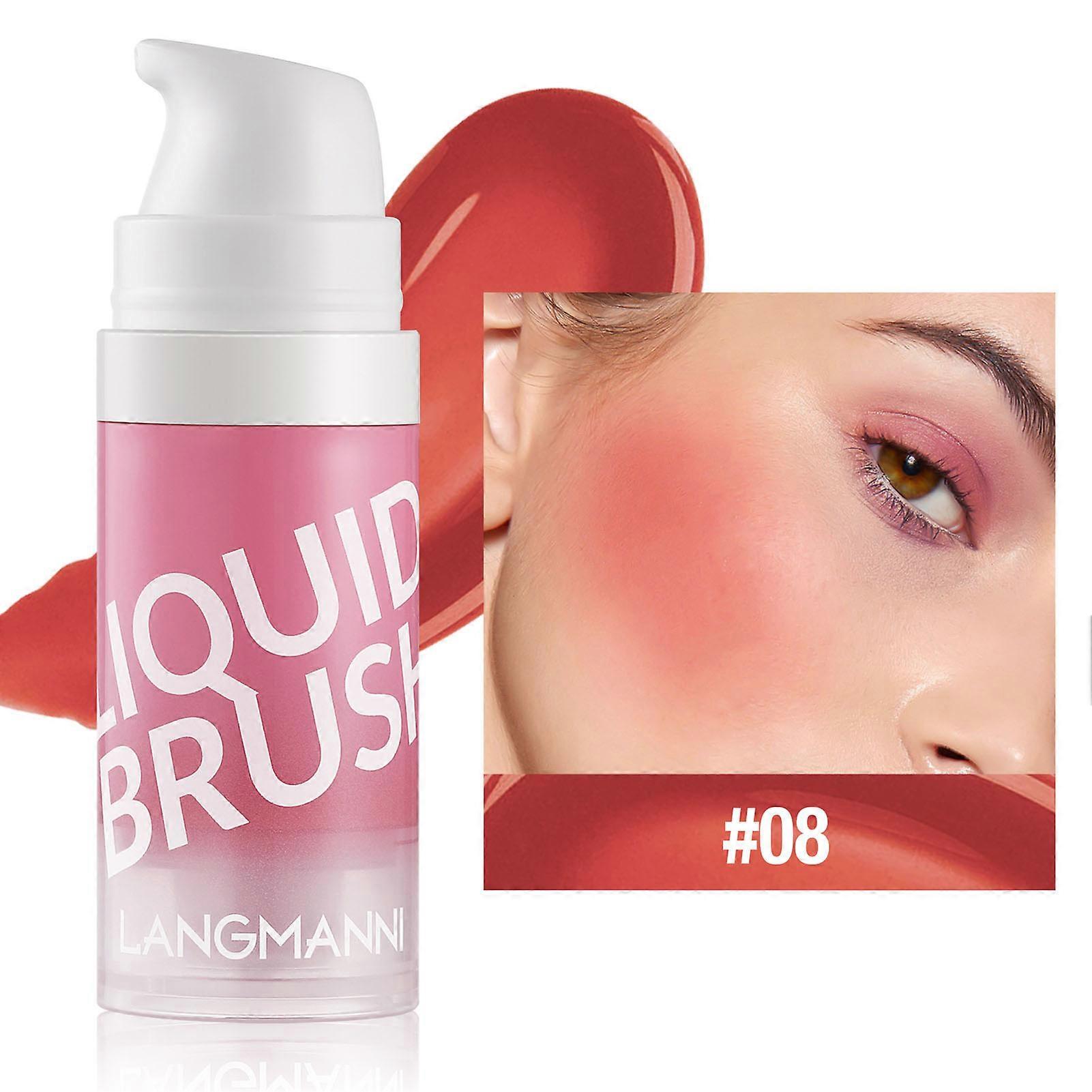 8 Colors Press Bottle Matte Blush Liquid Lasting Brightening Contouring Cheek Blusher for Daily Makeup