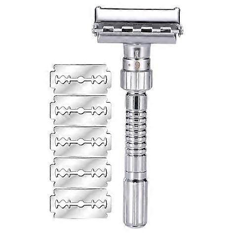 New Adjustable Double Edge Shaving Safety Razor Shaver Blades Zinc Alloy Chrome Razors With 5 blades