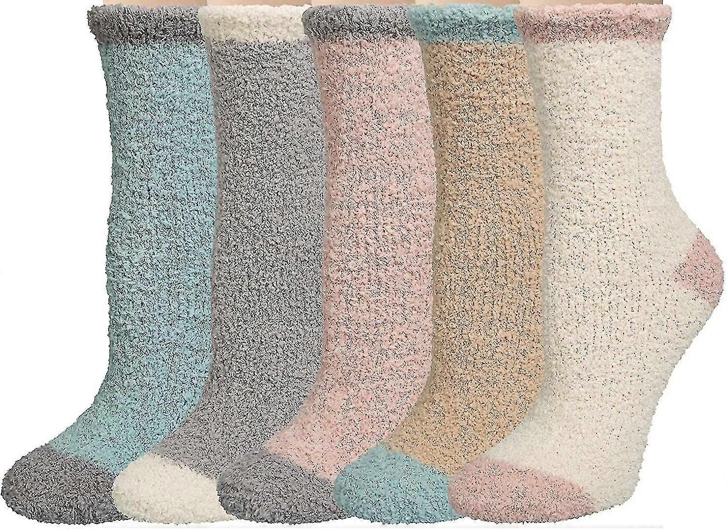 Fuzzy Socks For Women, Warm Soft Fluffy Winter Slipper Socks Cozy Christmas Socks For Women,5 Pairs