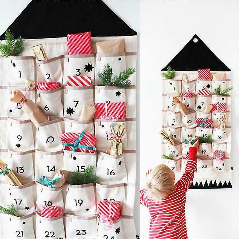 16/24 Pockets Calendar Storage Bag Wall Hanging Alphanumeric Canvas Bag Portable