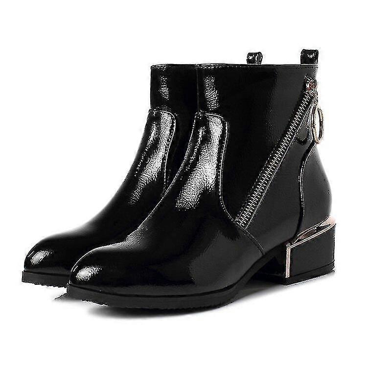 Women Pointed Toe Zipper High Heel Red Ankle