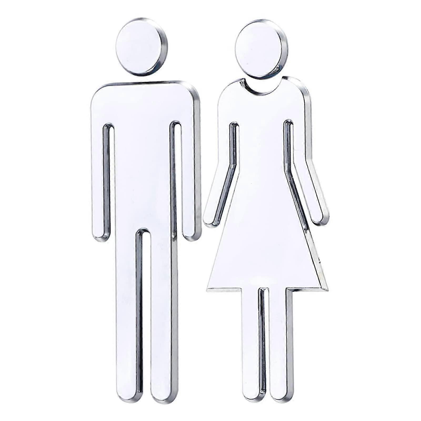 WC-tábla, 1 pár öntapadós férfi és női WC-ajtó táblák Fali matricák szállodához, üzlethez, fürdőszobához (12cm)