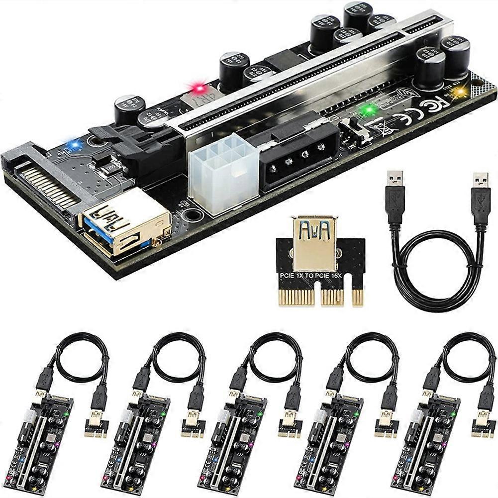 6Pcs Newest VER009S PRO USB 3.0 PCI-E Riser Express 16X Extender Adapter Card PCI-E Riser Card for