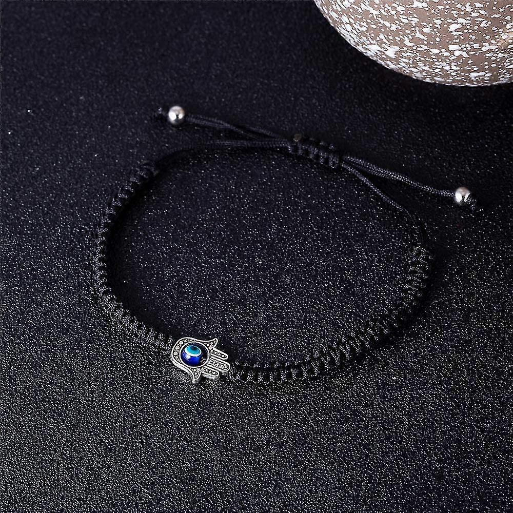 Set Di 2 Braccialetti Evil Eye Portafortuna – Ciondolo Occhio Di Protezione, Regolabili Con Nodo Scorrevole, Colore Nero