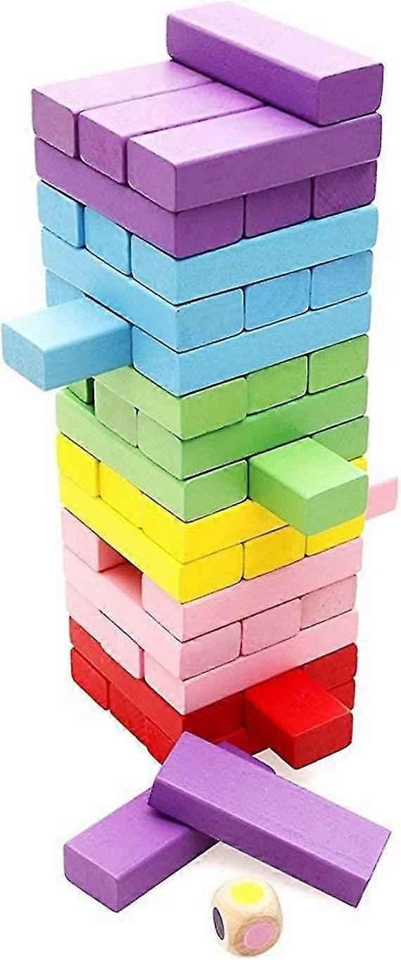 Wooden Stacking Toys Board Games Building Blocks For Kids 48