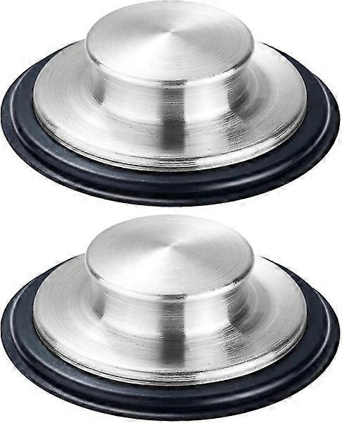 2 Piece Kitchen Sink Plug - Stainless Steel, Wide Side 3.35"