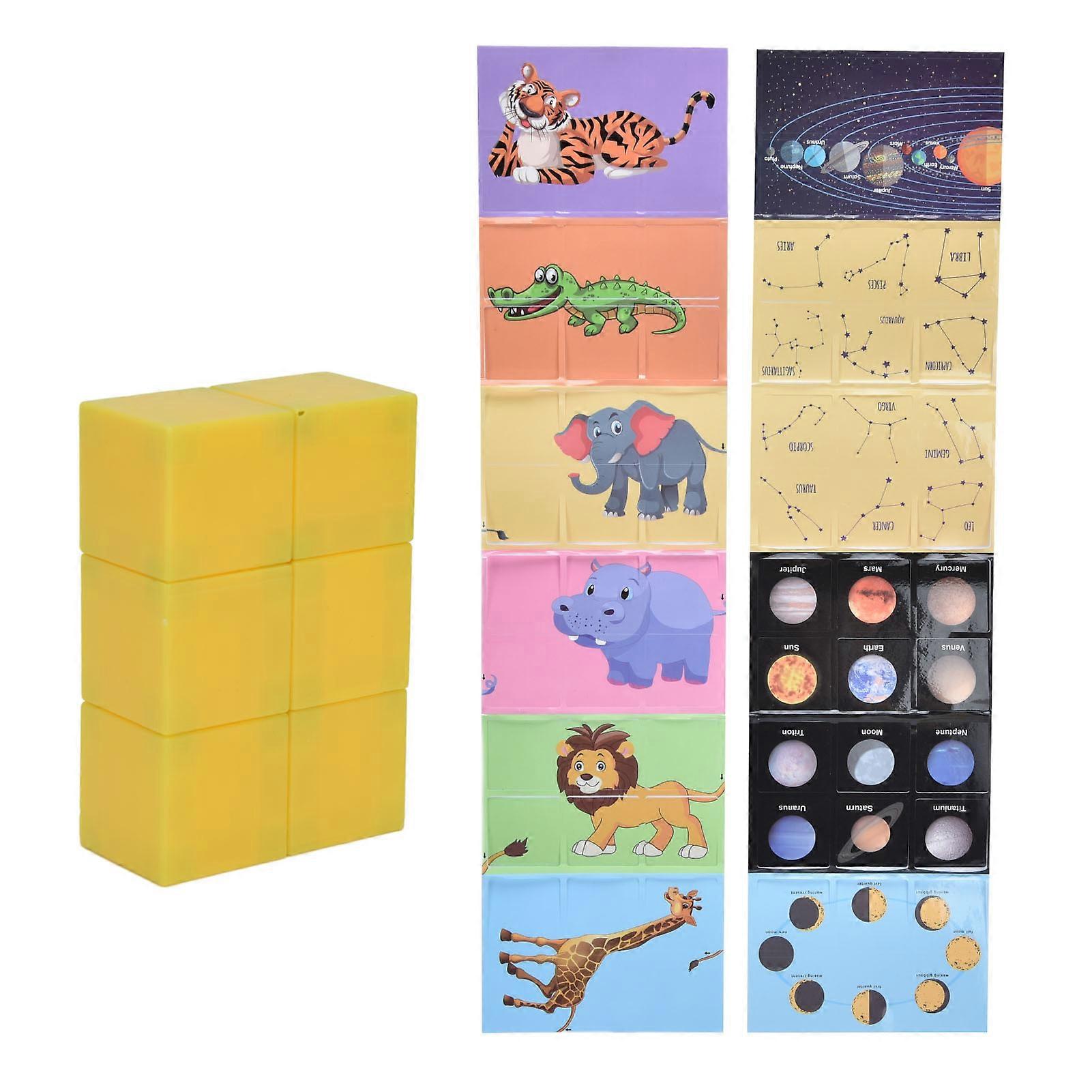 Kids Magnetic Puzzle Blocks Toy Mix Match Blocks Educational Stacking Magnet Building ToyAnimal Planet