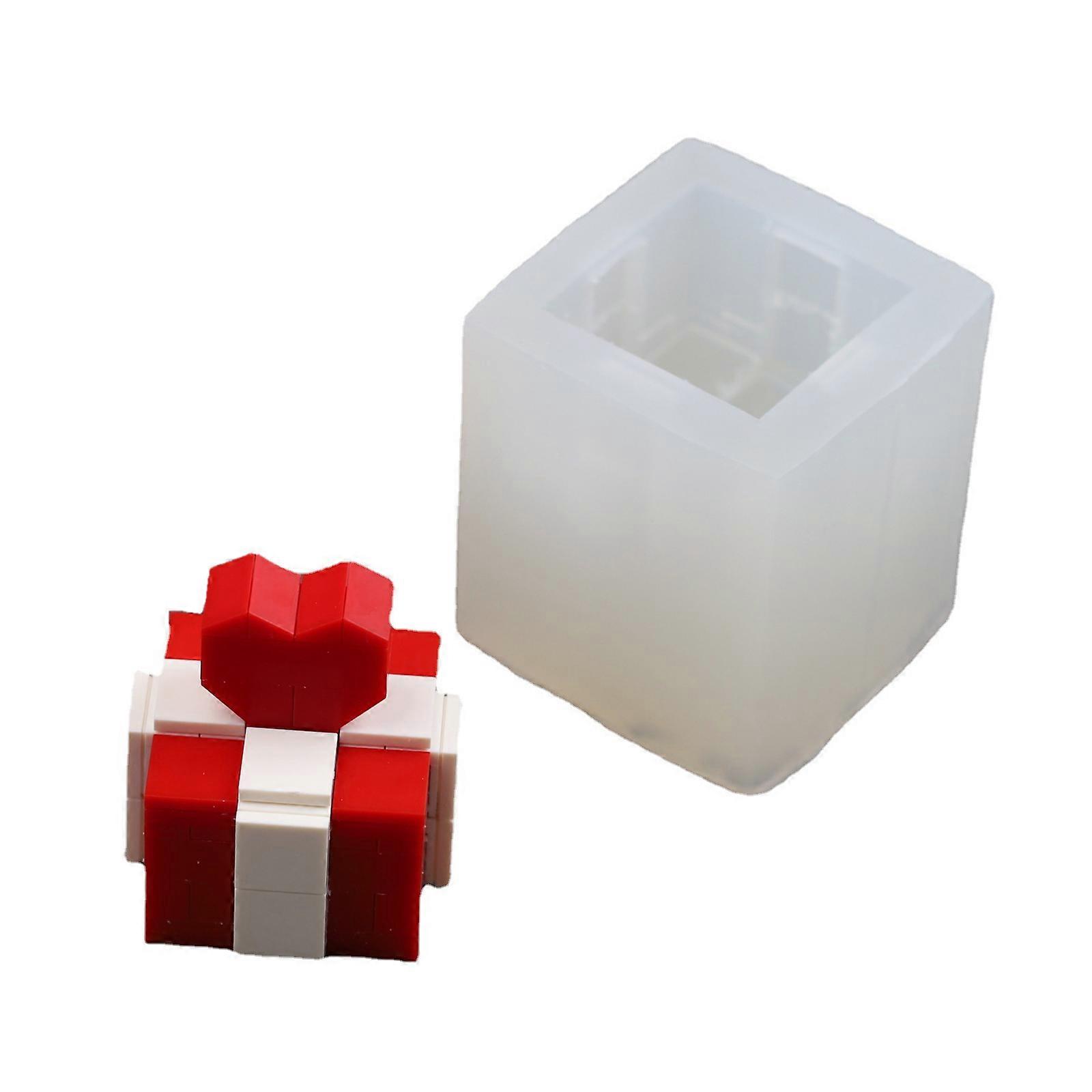 Building Blocks Candle Mold Heart Gift Box Shape Silicone Fondnat Cake Mold