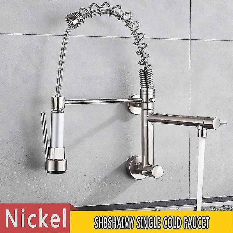 Exquisite Shbshaimy Spring Matte Black Kitchen Faucet Pull Down Chrome Single Cold Wall Mounted Kitchen Taps Dual Function Sprayer Taps
