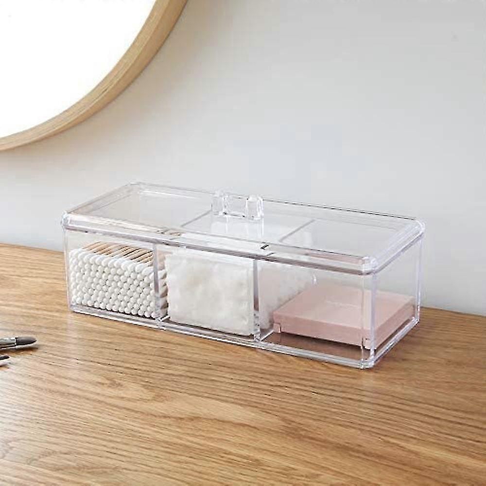 Rectangle Cotton Ball And Swab Holder Organizer With Lid, Dustproof