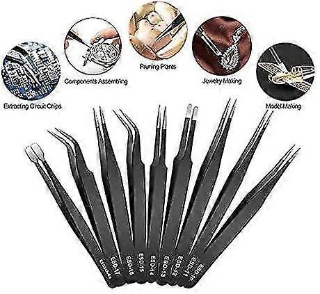 10pcs Esd Tweezers Set Model Making Tool