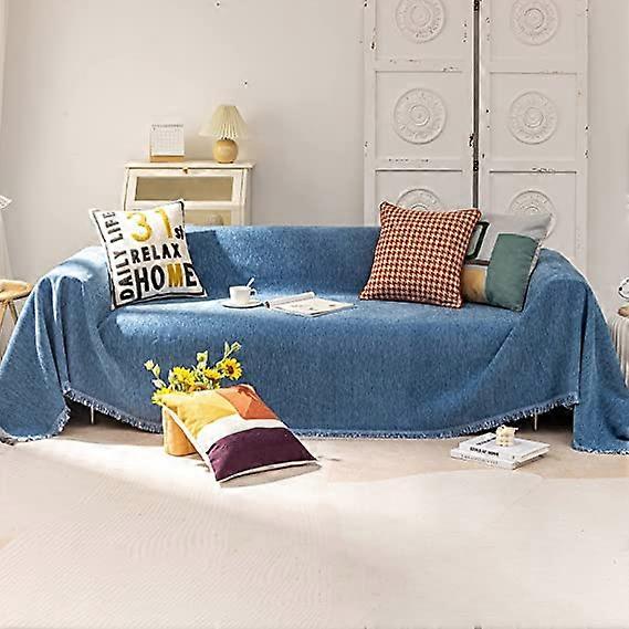 1pc Modern Navy blue Chenille Couch Cover(180*260cm