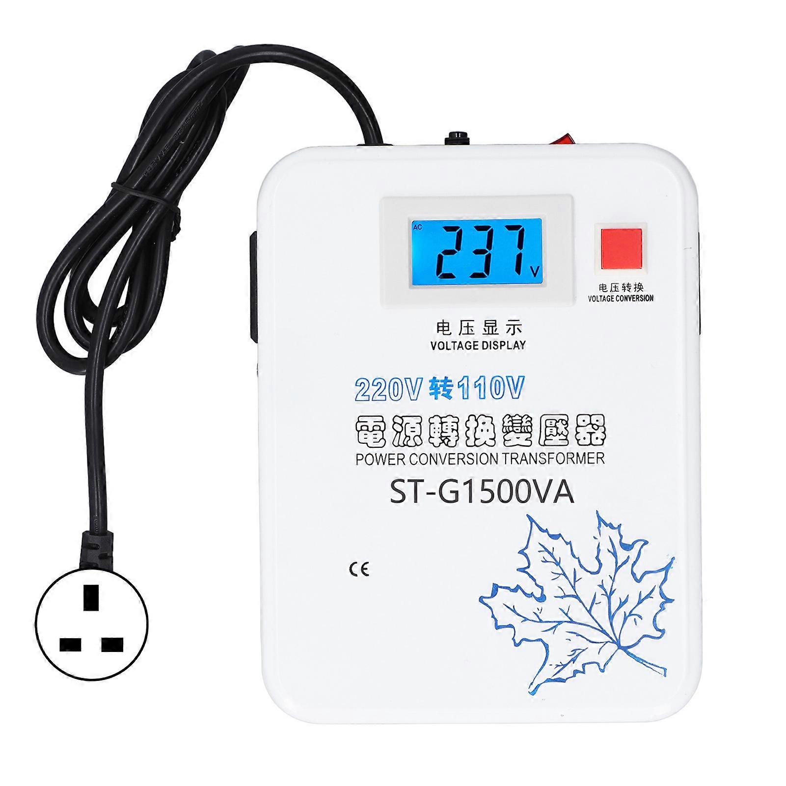 1500W enfaset strømtransformator AC220V til 110V buck spændingskonverter Lavfrekvent britisk stik