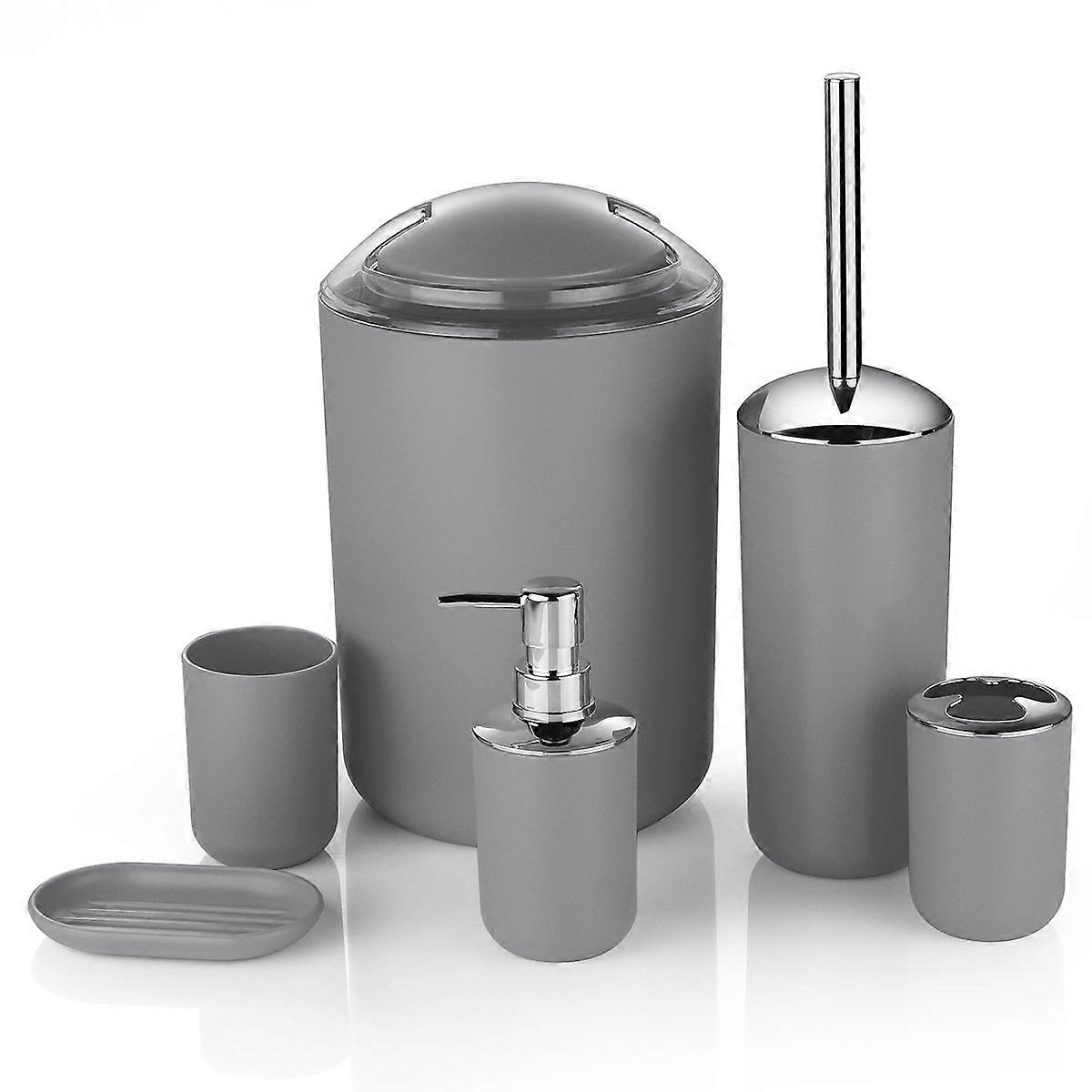Bathroom Accessories Set 6 Piece -Modern Decor Set(Grey)