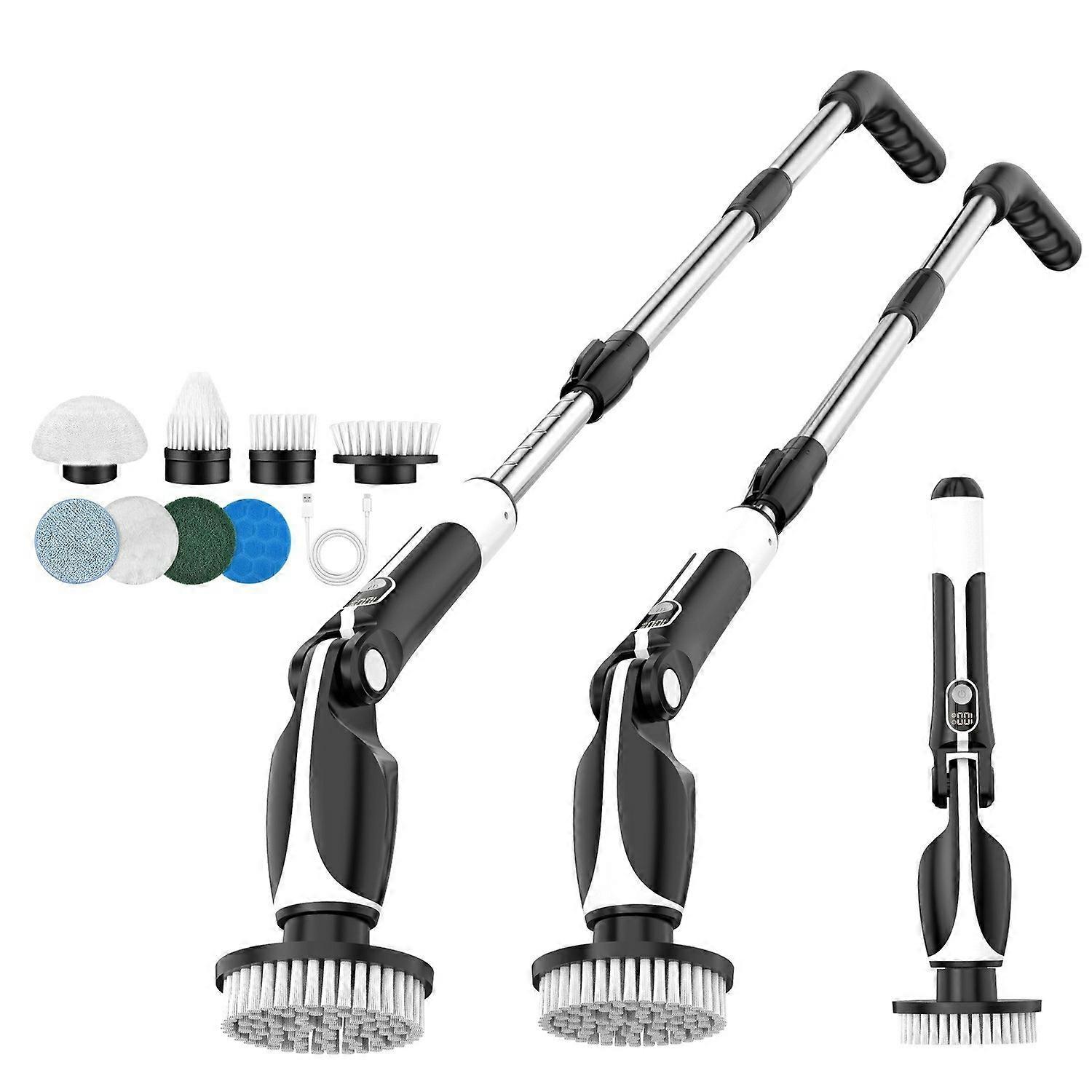 Electric Scrubber for Cleaning Spin Scrubber with Long Handle and 8 Replaceable Brush Heads
