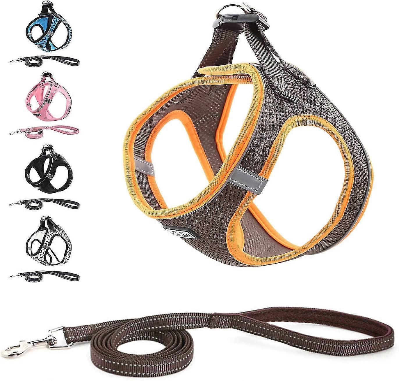 Leaded Dog Harness, Stretch Chest Harness, Reflective, For Small And Medium Dogs, Cats (xl, Brown) Fgao