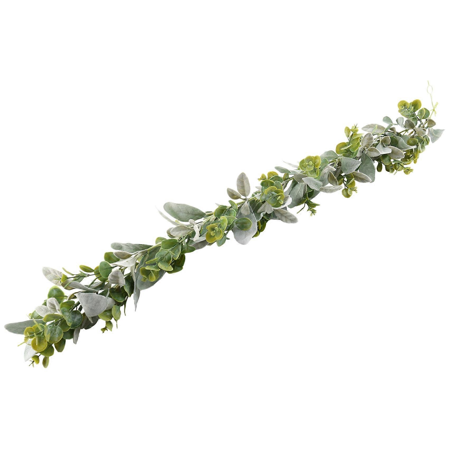 Lambs Ear Garland Greenery and Eucalyptus Vine / 38 Inches Long/Light Colored Flocked Leaves/Soft a