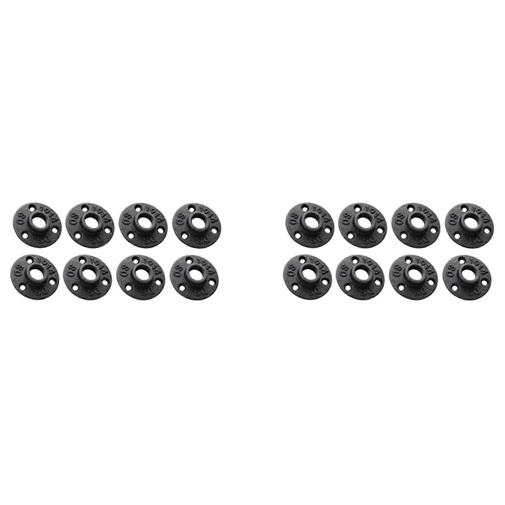 1/2 Inches Malleable Cast Iron Pipe Flange, 1/2 Inches Black Pipe Threaded Pipe Nipples, 16 Pcs