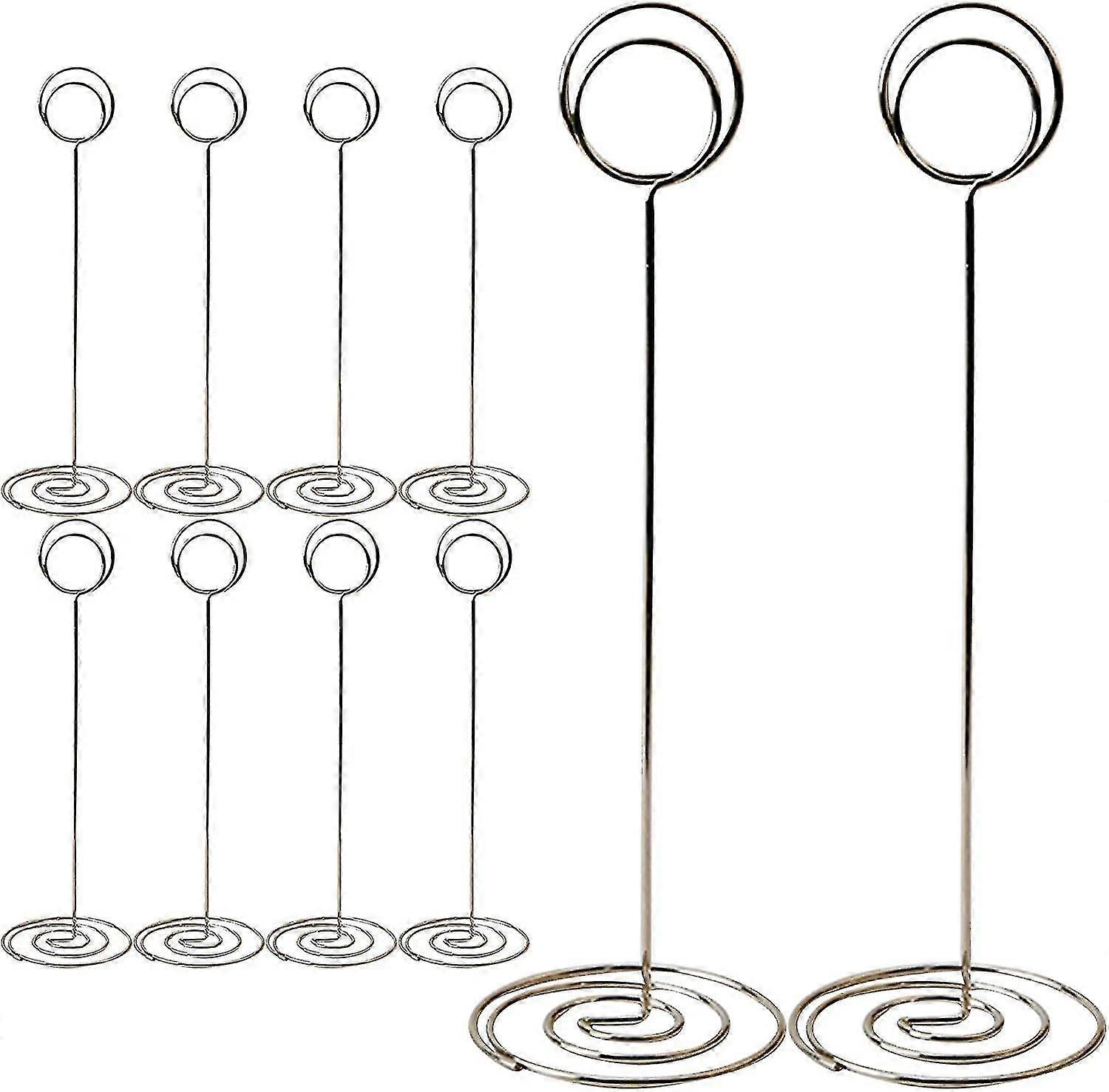 10 Pcs 8.75 Inch Place Card Holders Tall Table Number Stands Round Shape Tabletop Photo Holder, Silver