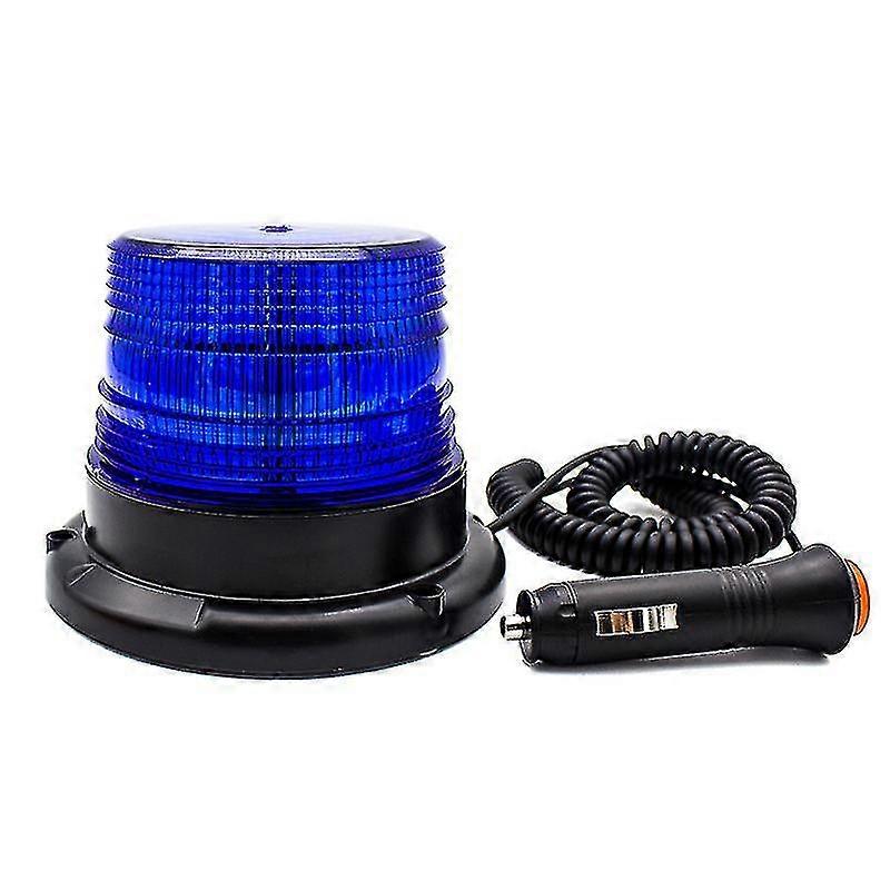 Blue Led Beacon, Magnetic Flashing Vehicle Warning Light With Cigarette Lighter Socket 12-80v