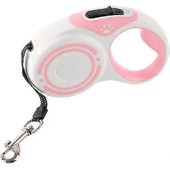 Retractable Dog Leash - Hundelaufseil mit Drehhaken, ideal für tägliche Spaziergänge (weiß/pink, 3M)