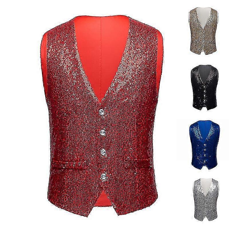 Herr sequin suit vest casual väst för prom show bröllop